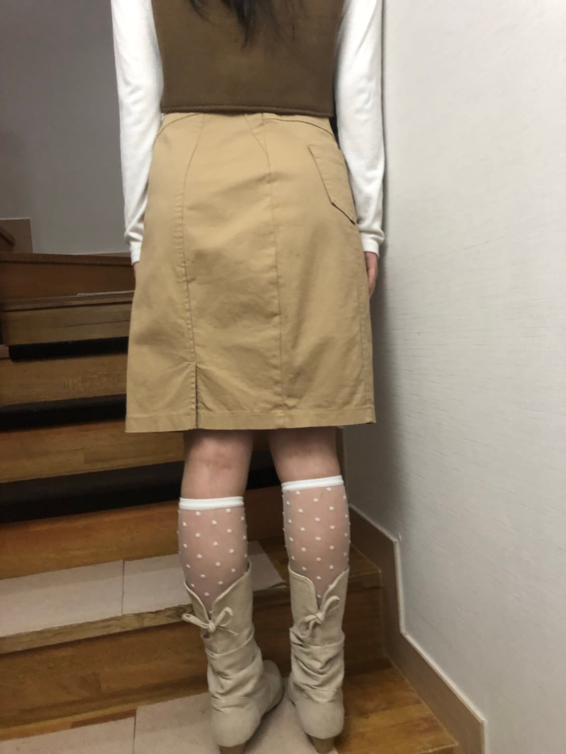 빈티지 베이지 포켓 미디 스커트 상품이미지8