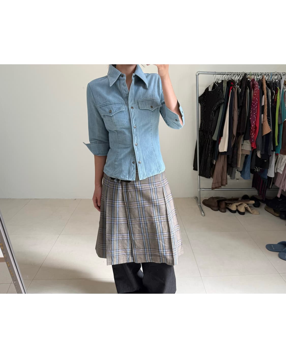 빈티지 7부 슬리브 셔츠자켓 상품이미지2