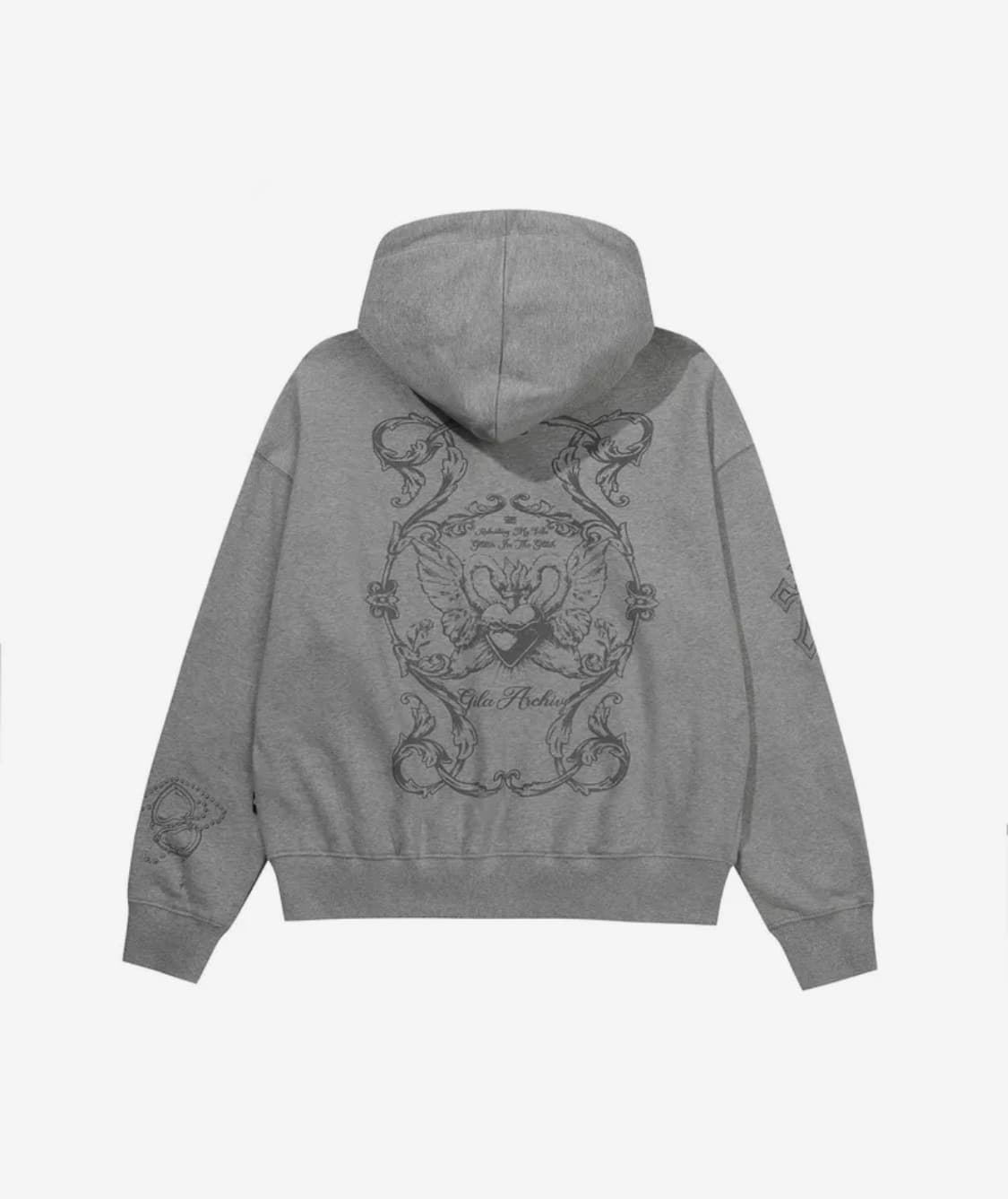TATTOOED GRAPHIC HOOD ZIP-UP_GREY 상품이미지3