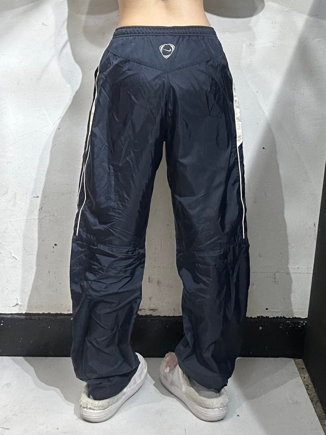 00s 나이키 와이드 네이비 화이트 사이드 라인 트랙 팬츠 M 상품이미지3