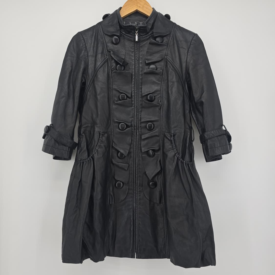 SON JUNG WAN 사슴가죽 프리미엄 레더 코트 원피스 블랙 / 디어 상품이미지1