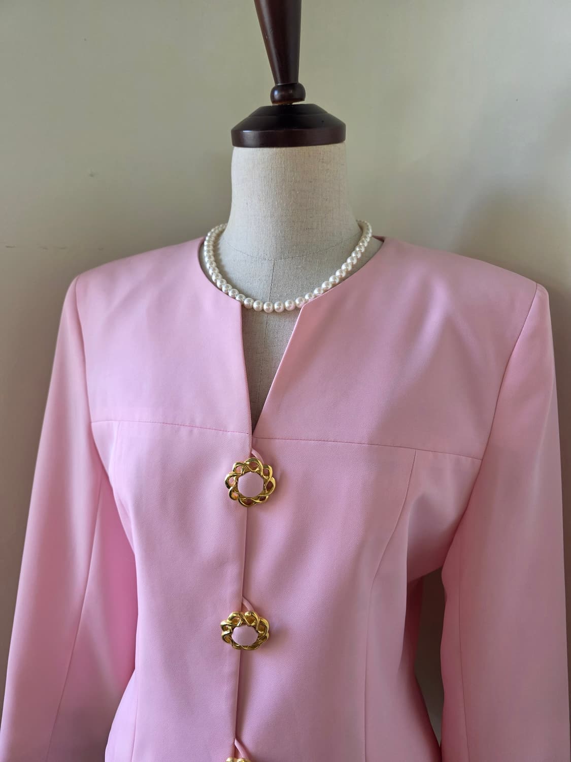 핑크 금장 단추 자켓 상품이미지3