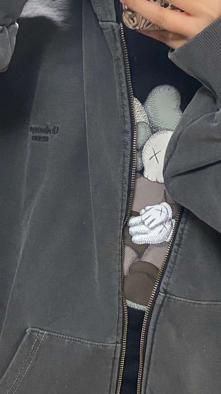 언더마이카 피그먼트 후드 집업 그레이 상품이미지2