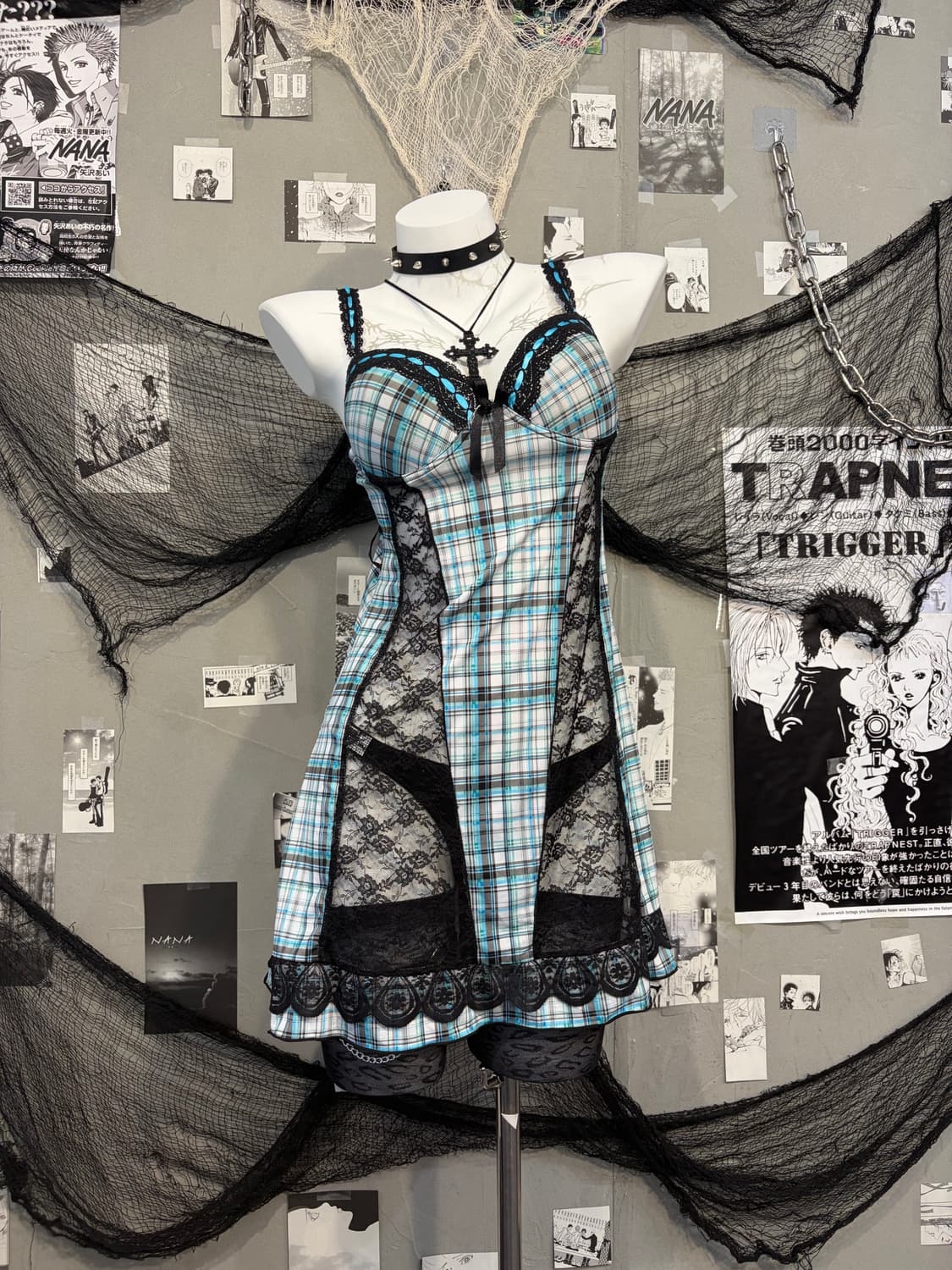 Gothic check lace sheer slip one-piece 상품이미지5