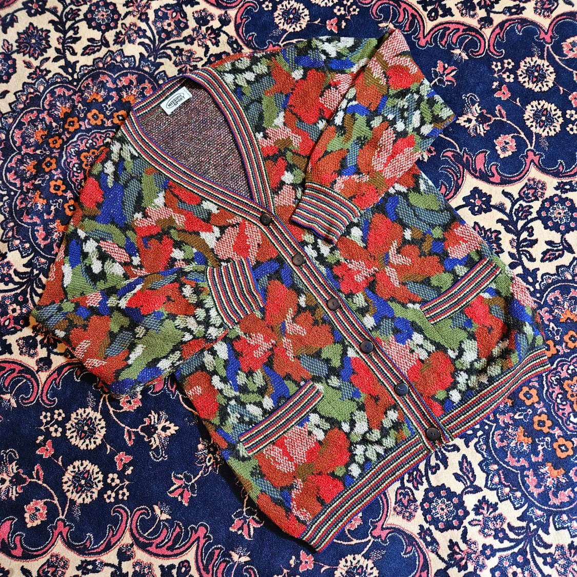 미쏘니(Missoni) 보헤미안 플라워 루즈핏 울 가디건 42size 상품이미지1