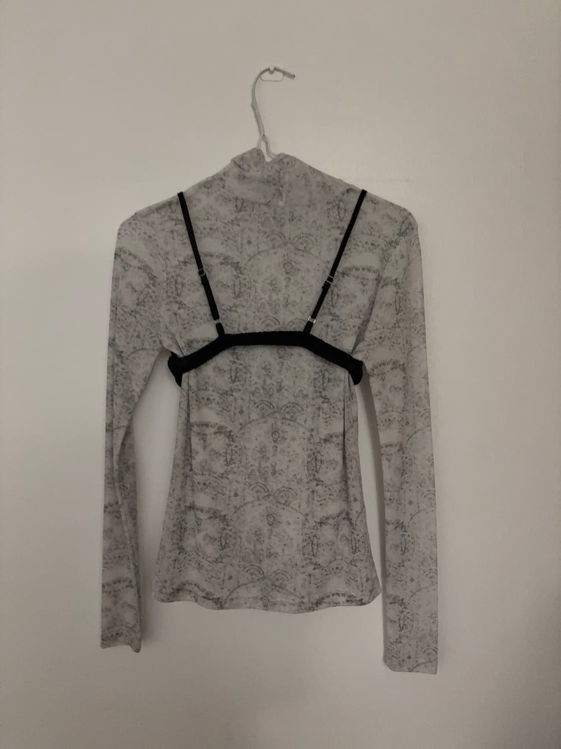 시스루 긴팔 티셔츠 & 셔링 브라탑 레이어드 세트 상품이미지2