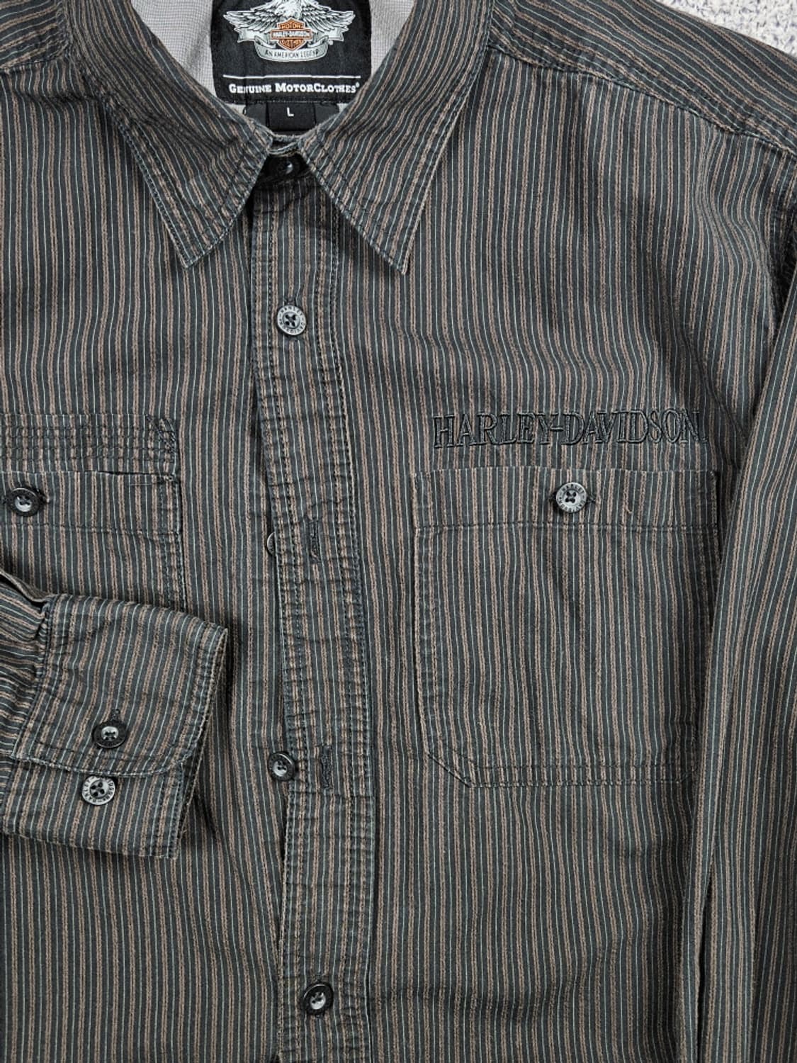 할리데이비슨 자수로고 스트라이프 버튼업 셔츠 ( L ) / 10470 상품이미지6