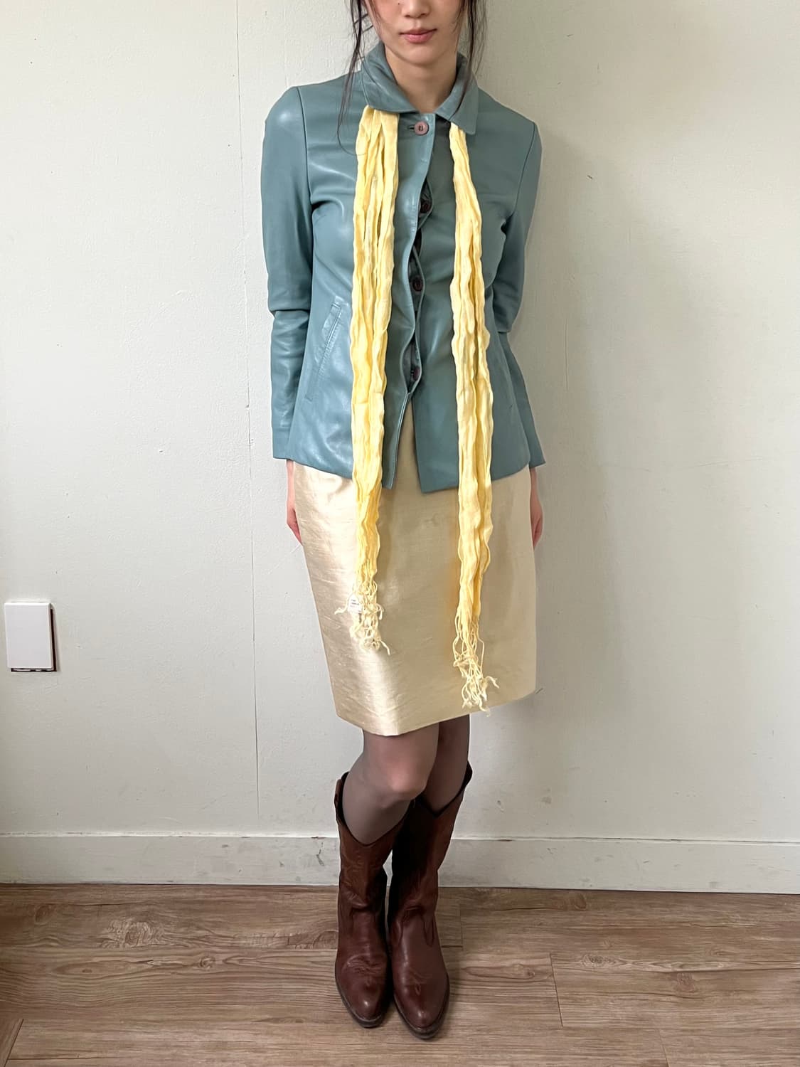 Japan vtg 엘로우 스카프 상품이미지10