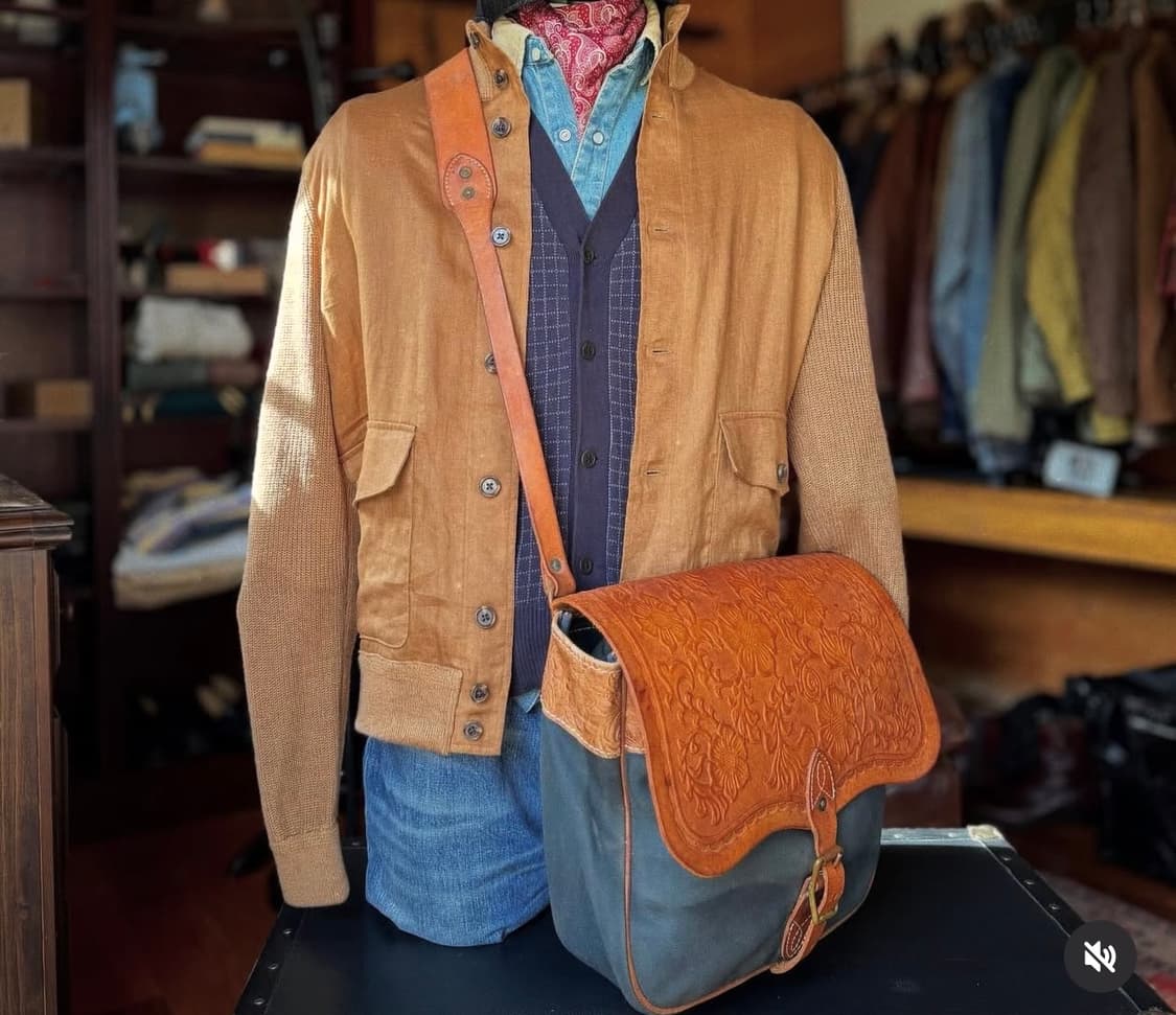 더블알엘 rrl Tooled Leather Canvas Messenger 상품이미지5