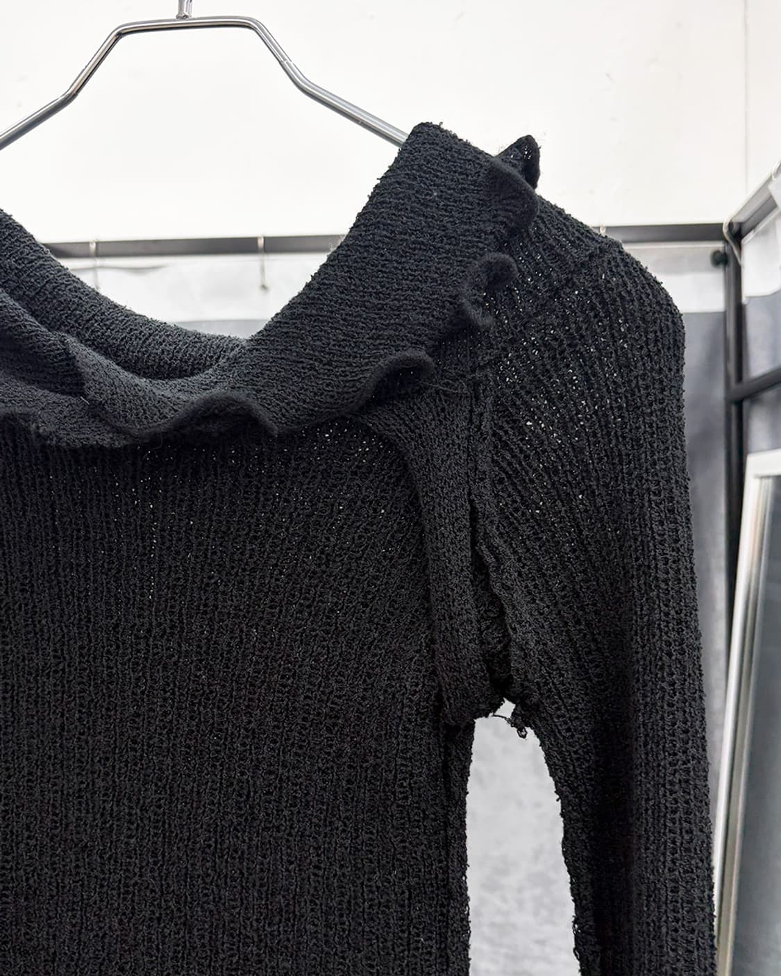 빈티지 러플넥 시어 니트 탑 상품이미지3