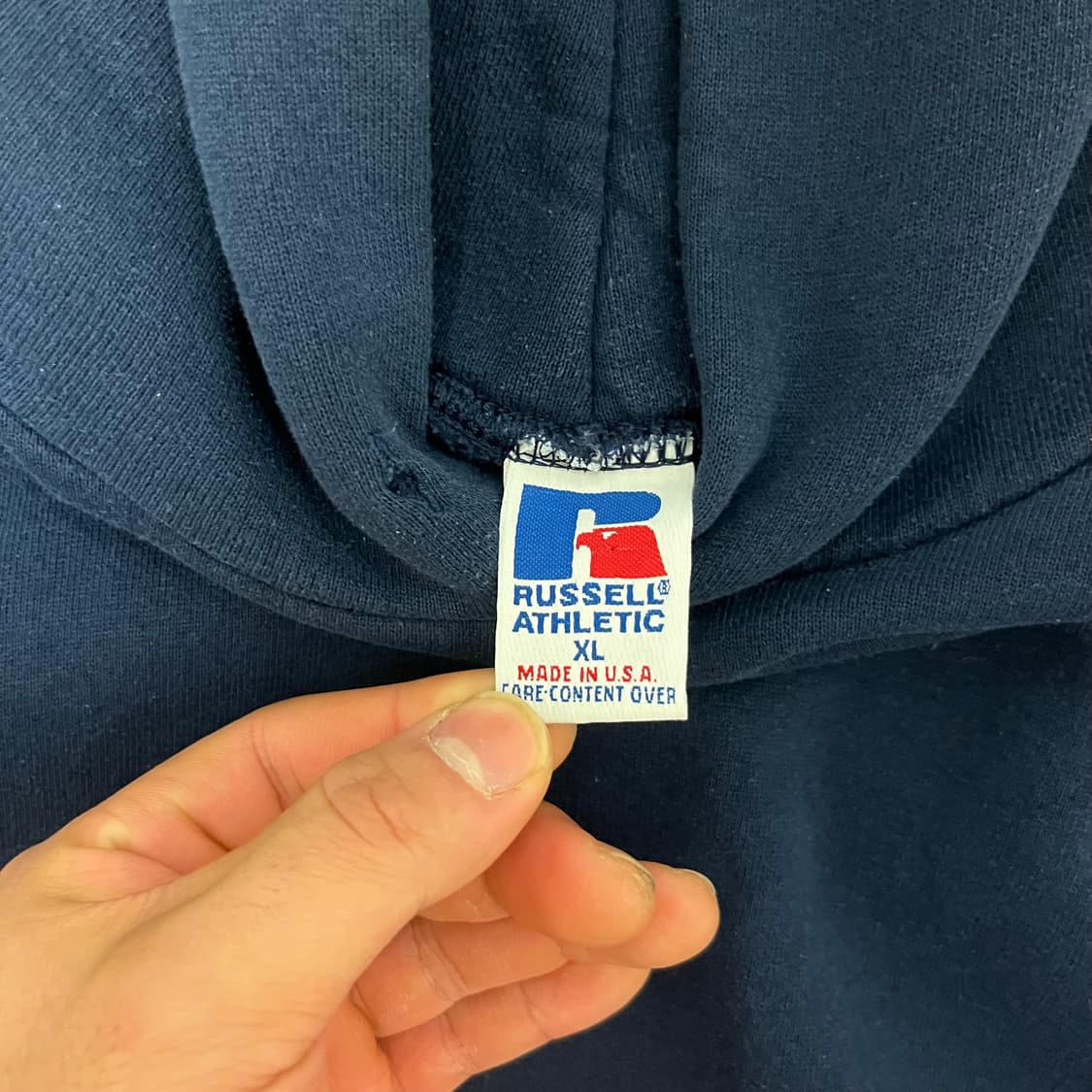 [XL] 90s USA 빈티지 러셀 후드 네이비 상품이미지2