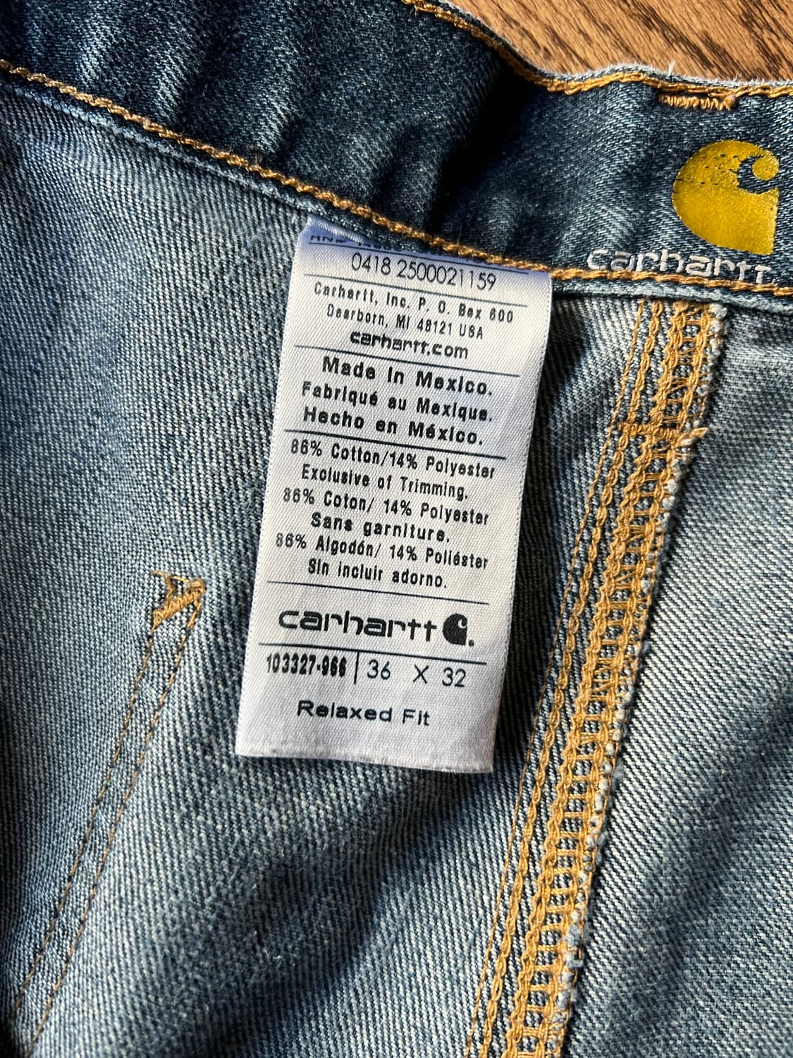 [36]칼하트 USA 빈티지 워싱 싱글니 카펜터 워크 데님 팬츠 상품이미지4