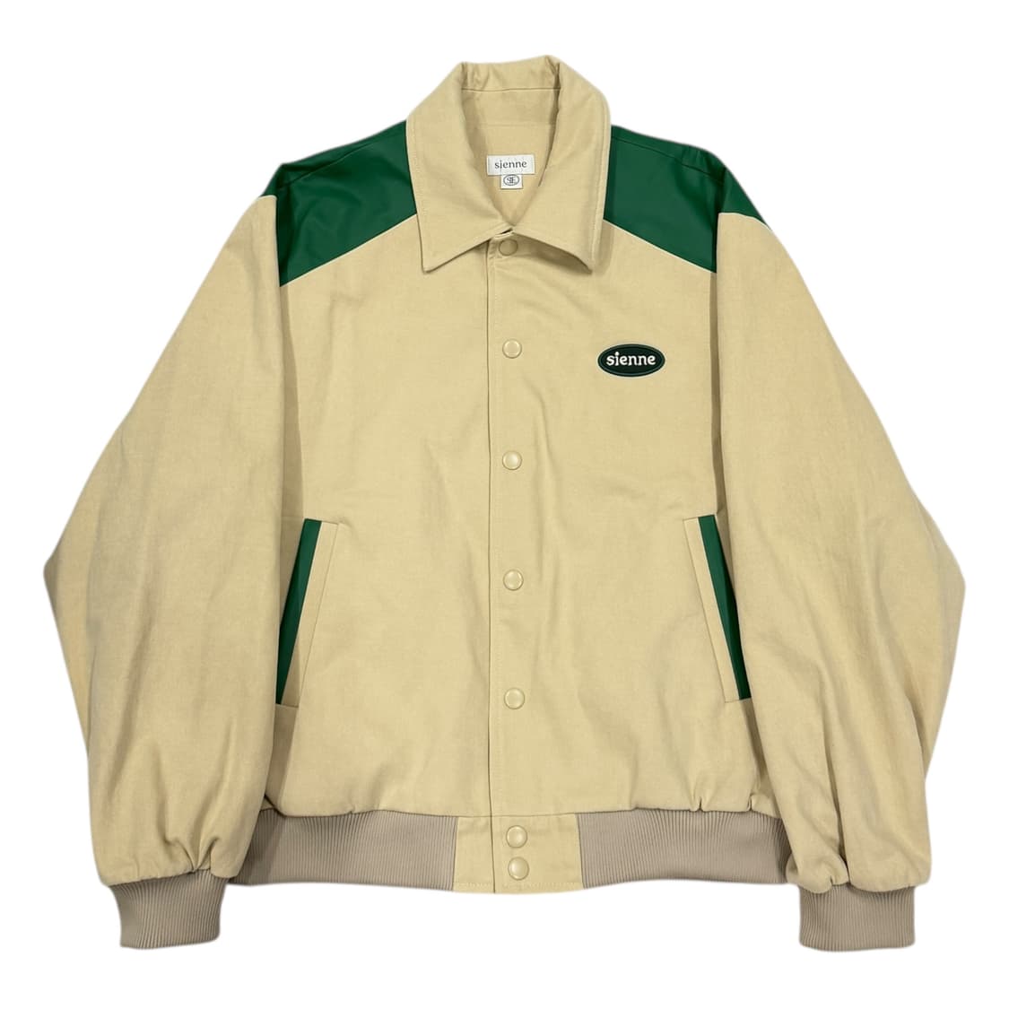 시엔느 패치 바시티 자켓 점퍼 베이지 L 상품이미지1