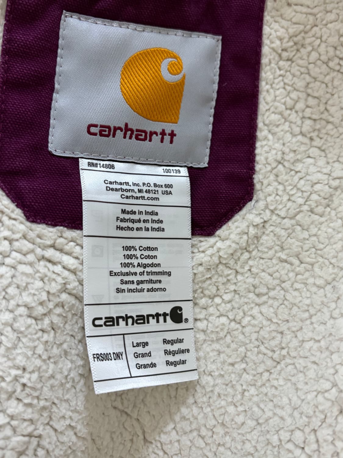 칼하트 샌드스톤 시에라 자켓 와인색 상품이미지5