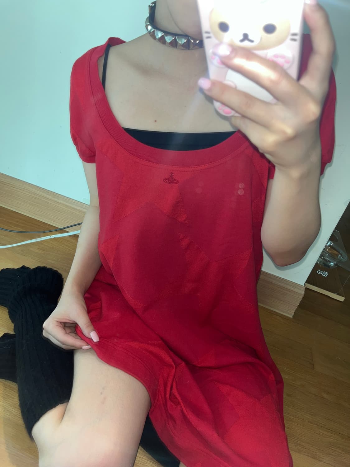 비비안 웨스트우드 별 무늬 오알비 자수 코튼 원피스 플레어 핏 상품이미지2