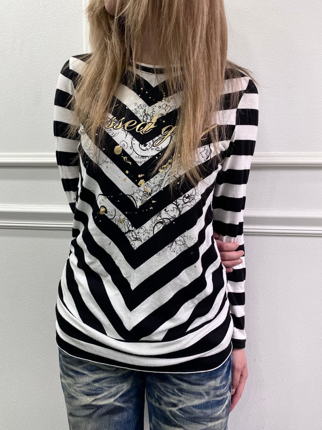00’s Gothic Print Stripe Sleeve 상품이미지2