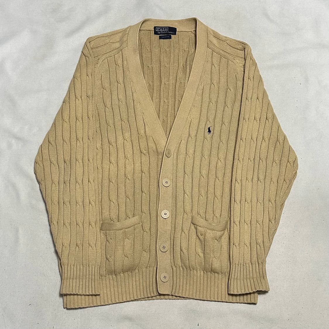 XL 폴로랄프로렌 베이지 케이블 브이넥 가디건 상품이미지2