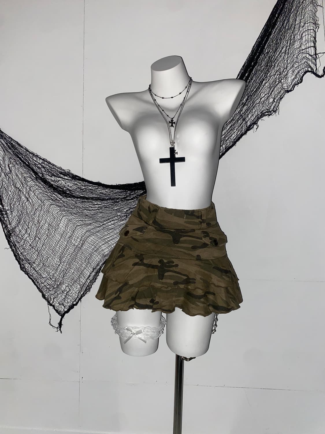 y2k 펑크 스컬 카모 코디 세트 ໒꒱ 상품이미지9