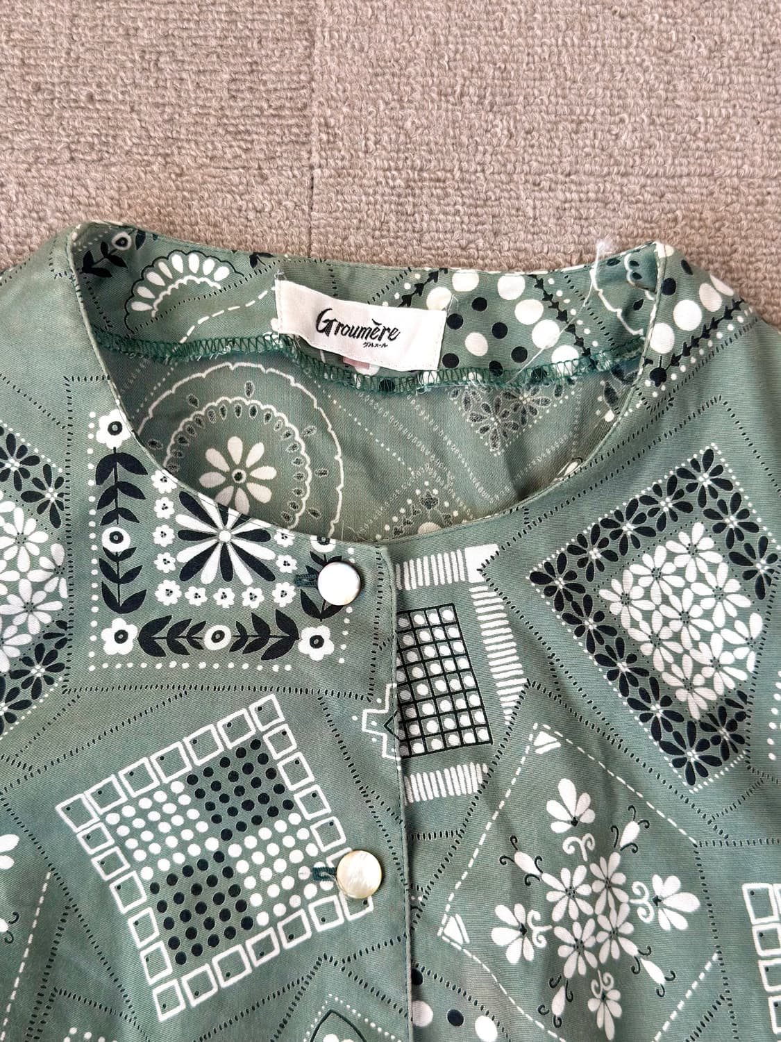 모던빈티지풍 그린 패턴 롱 원피스 상품이미지2