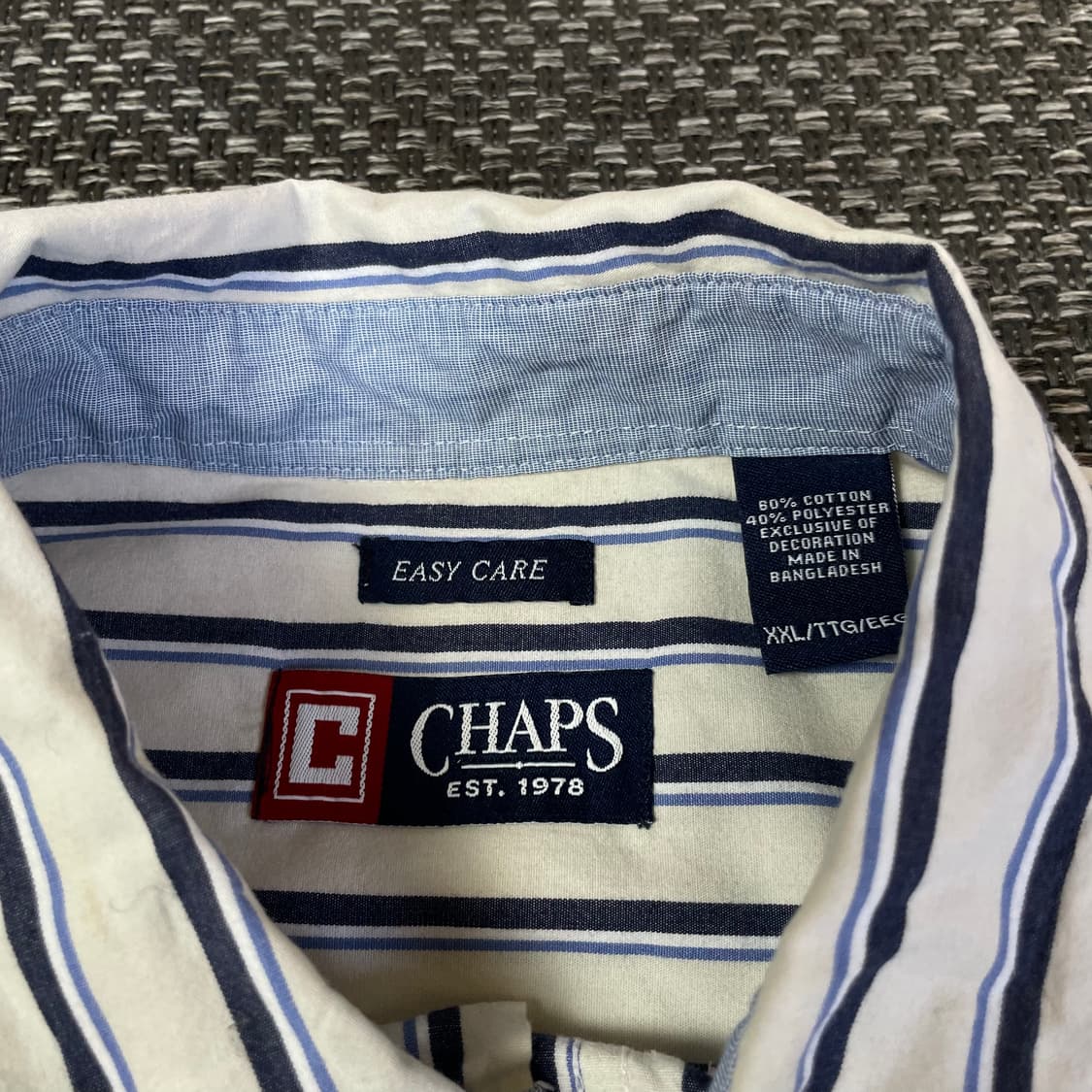 챕스 블루 화이트 스트라이프 원포켓 긴팔 셔츠 2XL 상품이미지4