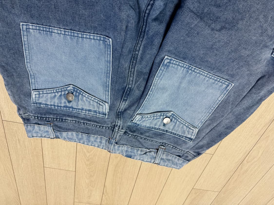 배색 카고 데님 와이드 팬츠 상품이미지2