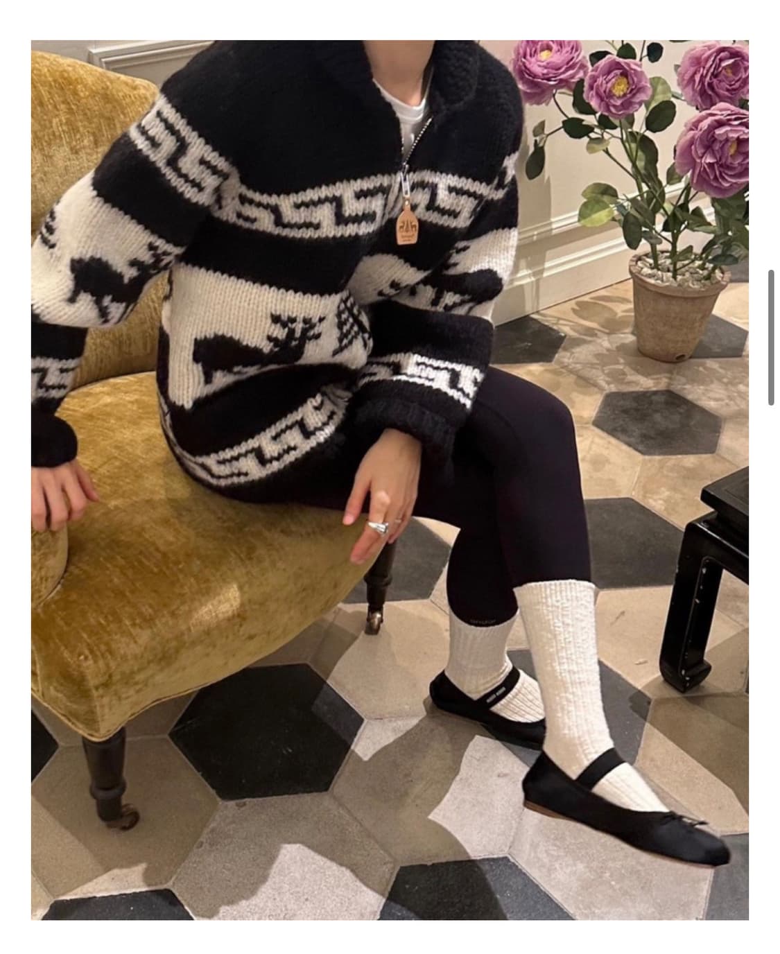 더브런치 디어 코르찬 노르딕 니트집업가디건 상품이미지2