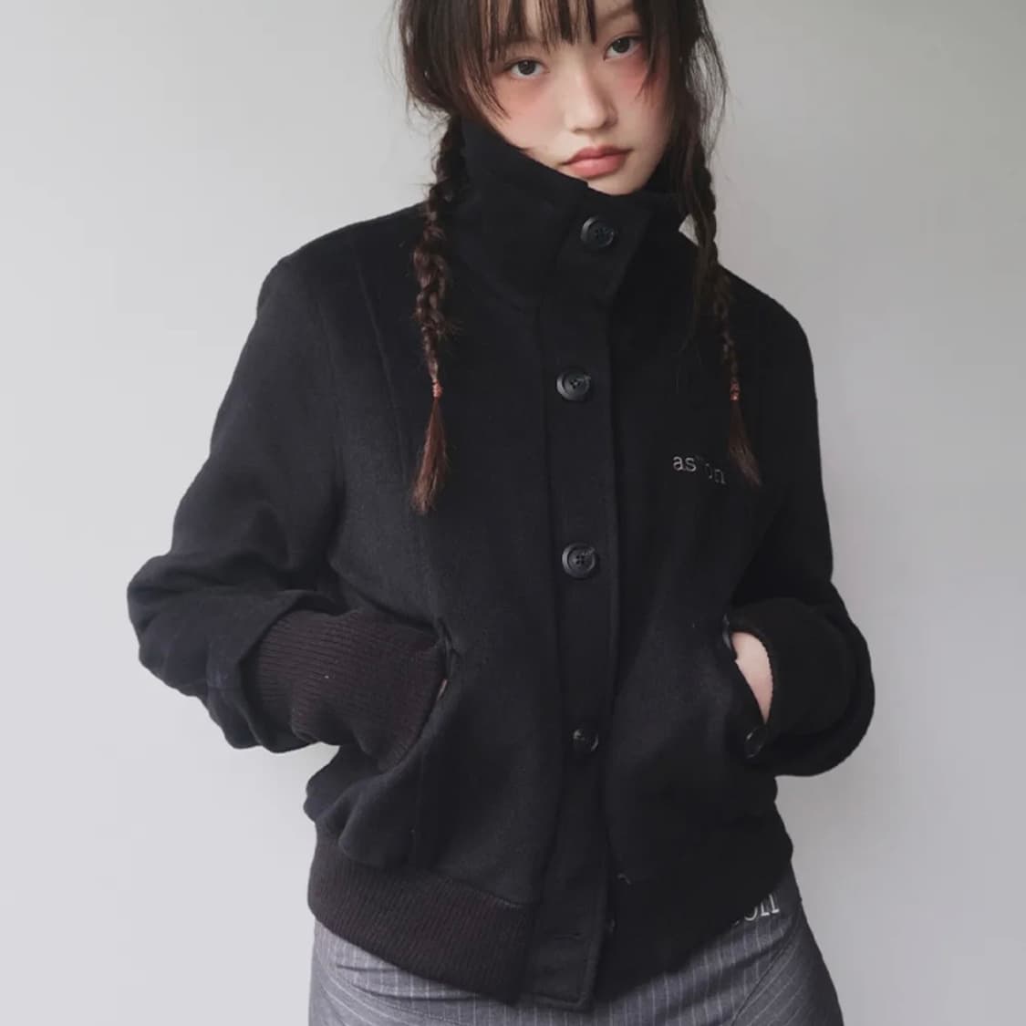 애즈온 덤보 울 자켓 블랙 상품이미지1