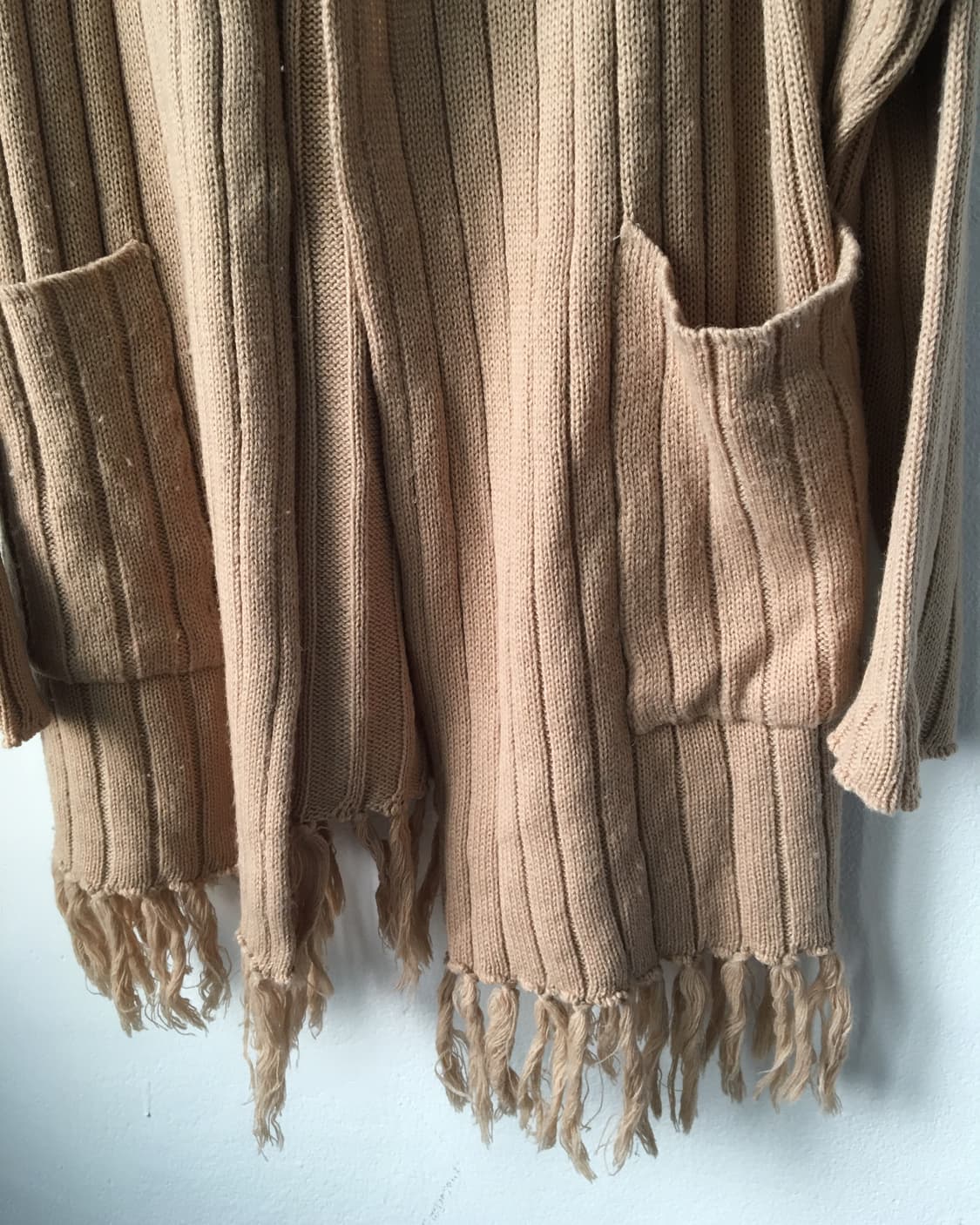 Fringe woolen knit hood open cardigan 상품이미지4