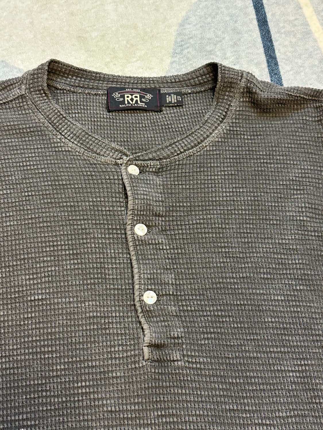 [XL] RRL(더블알엘) 와플 헨리넥 반팔 블랙 상품이미지2