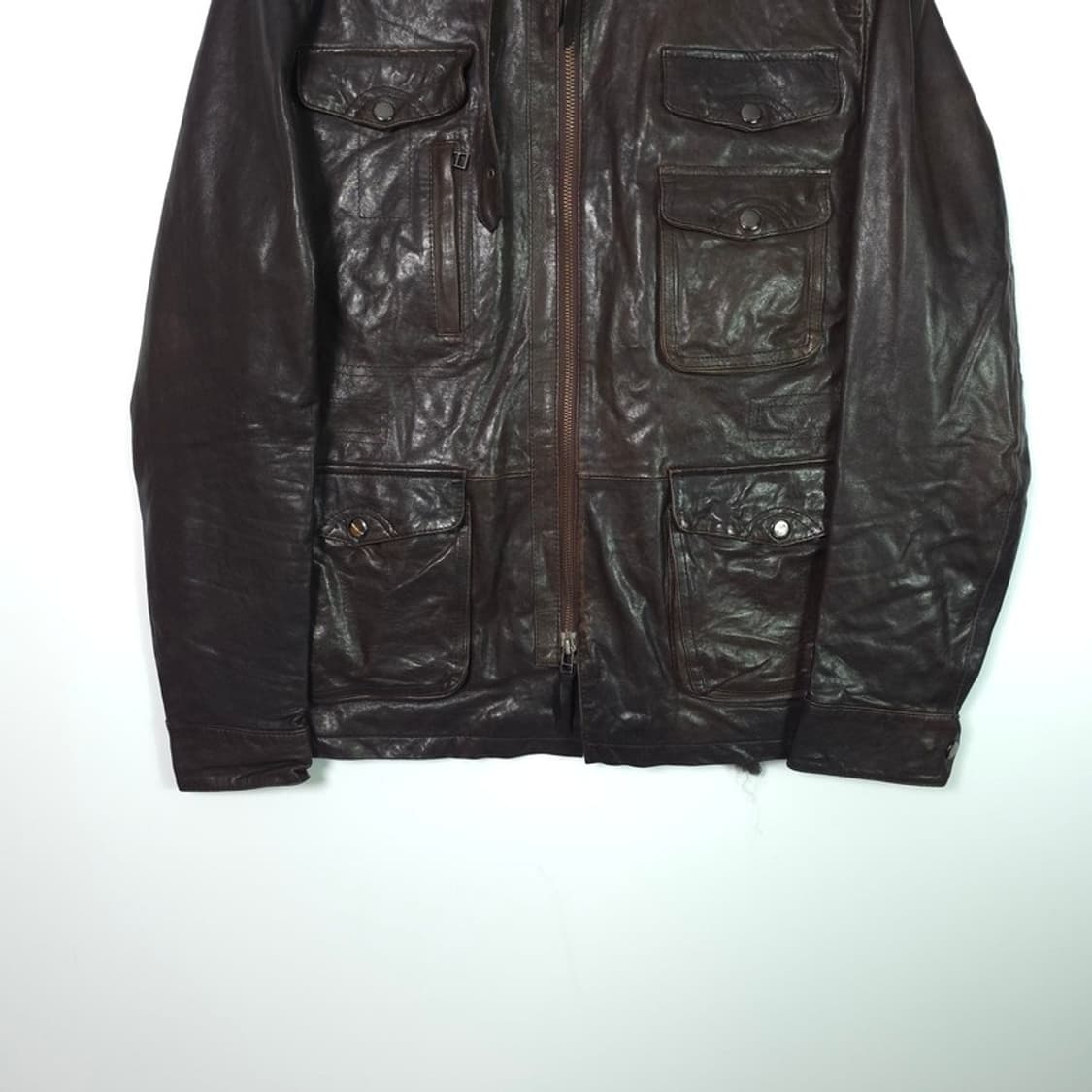 ITLEATHER 딥브라운 크링클 레더 M65 사파리 자켓 XL 상품이미지4