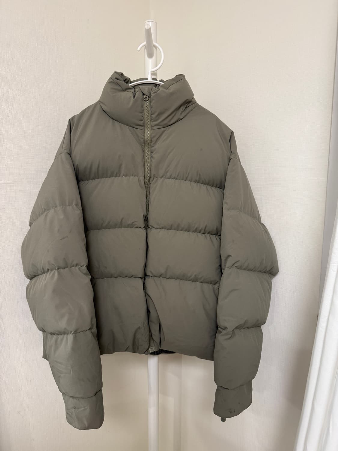 라퍼지스토어 숏패딩 오리털 100% S 카키 남여공용 덕다운 상품이미지1