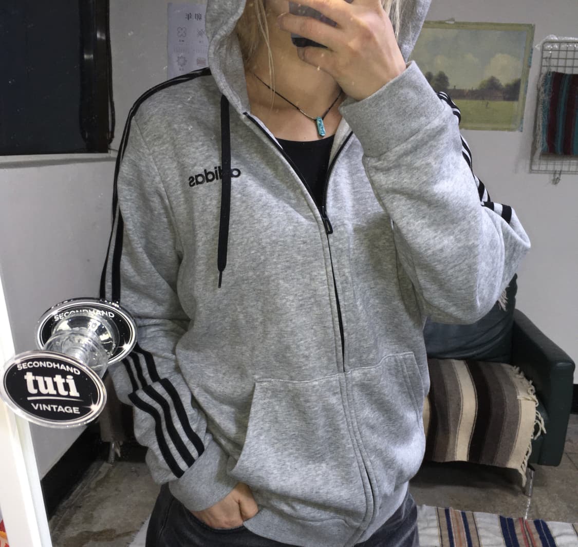 투티/0199 아디다스 회검 스포티 후드집업  상품이미지2