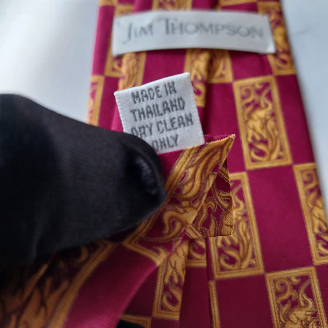 짐 톰슨 실크 레드 코끼리 패턴 넥타이 9.2cm A+등급 E718 상품이미지10