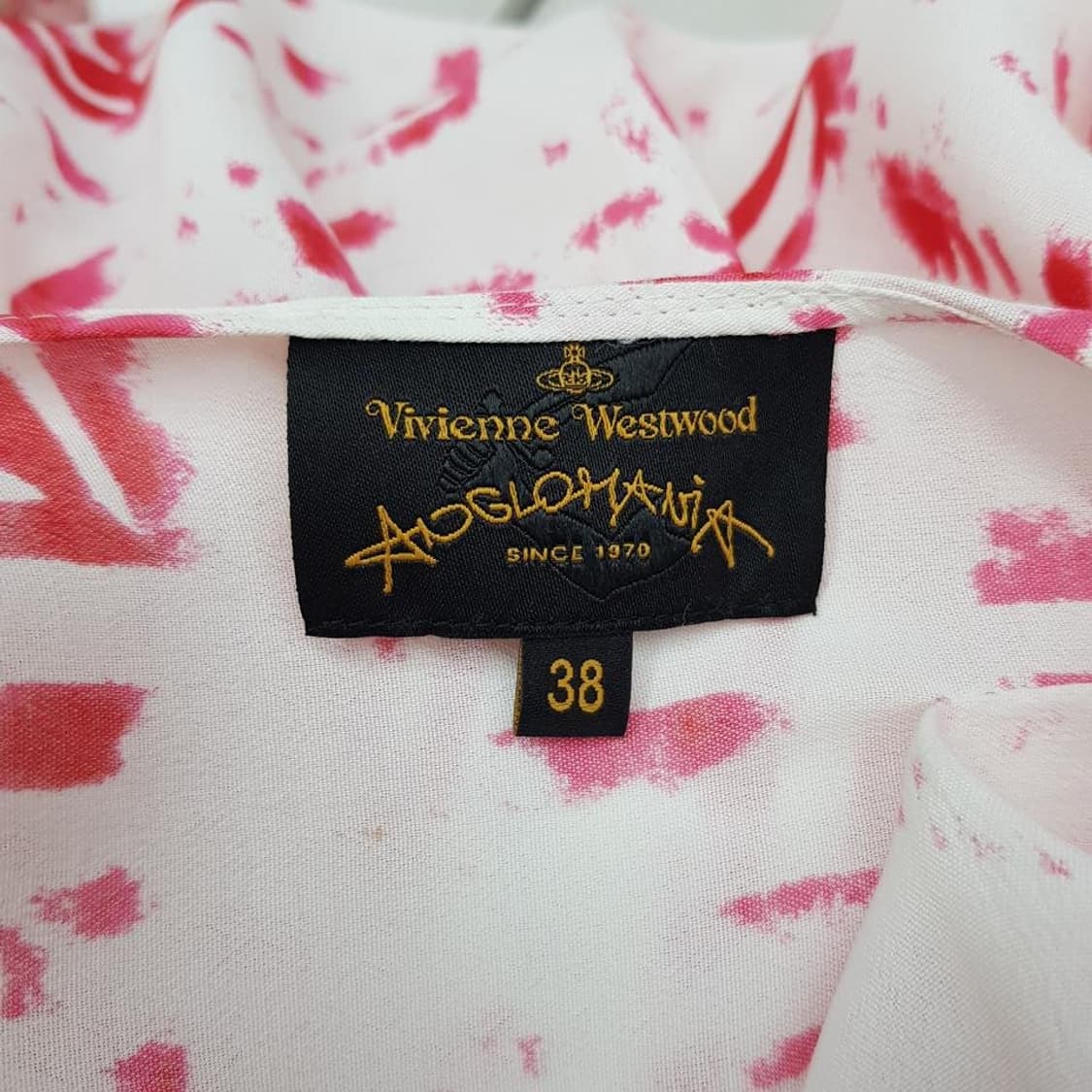 비비안웨스트우드 핑크 브러쉬 패턴 랩 원피스 38사이즈 상품이미지6