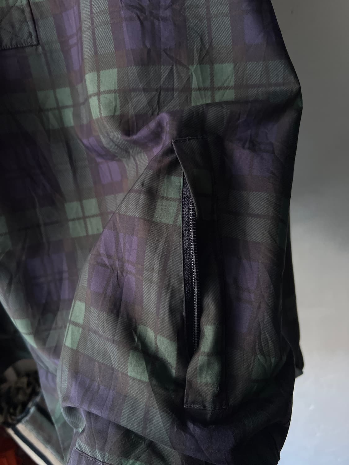 [XL]90's 폴로 랄프로렌 골프 블랙와치 체크 나일론 아노락 웜업 상품이미지5