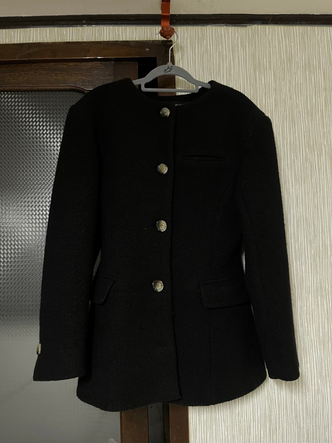 프레클 알파카 노카라 자켓 블랙  상품이미지4