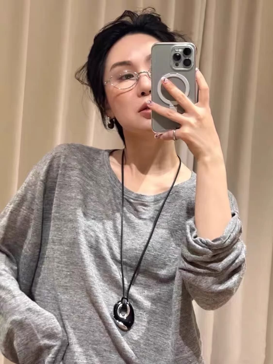 블랙 실버 오브제 롱 네크리스 🖤 상품이미지8