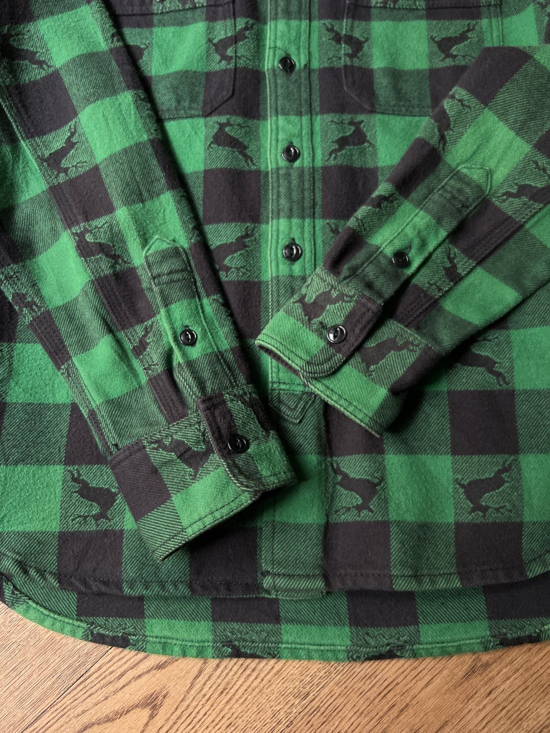 [S]BEAMS 빔즈 레인디어 그린 버팔로 체크 플란넬 셔츠 상품이미지5