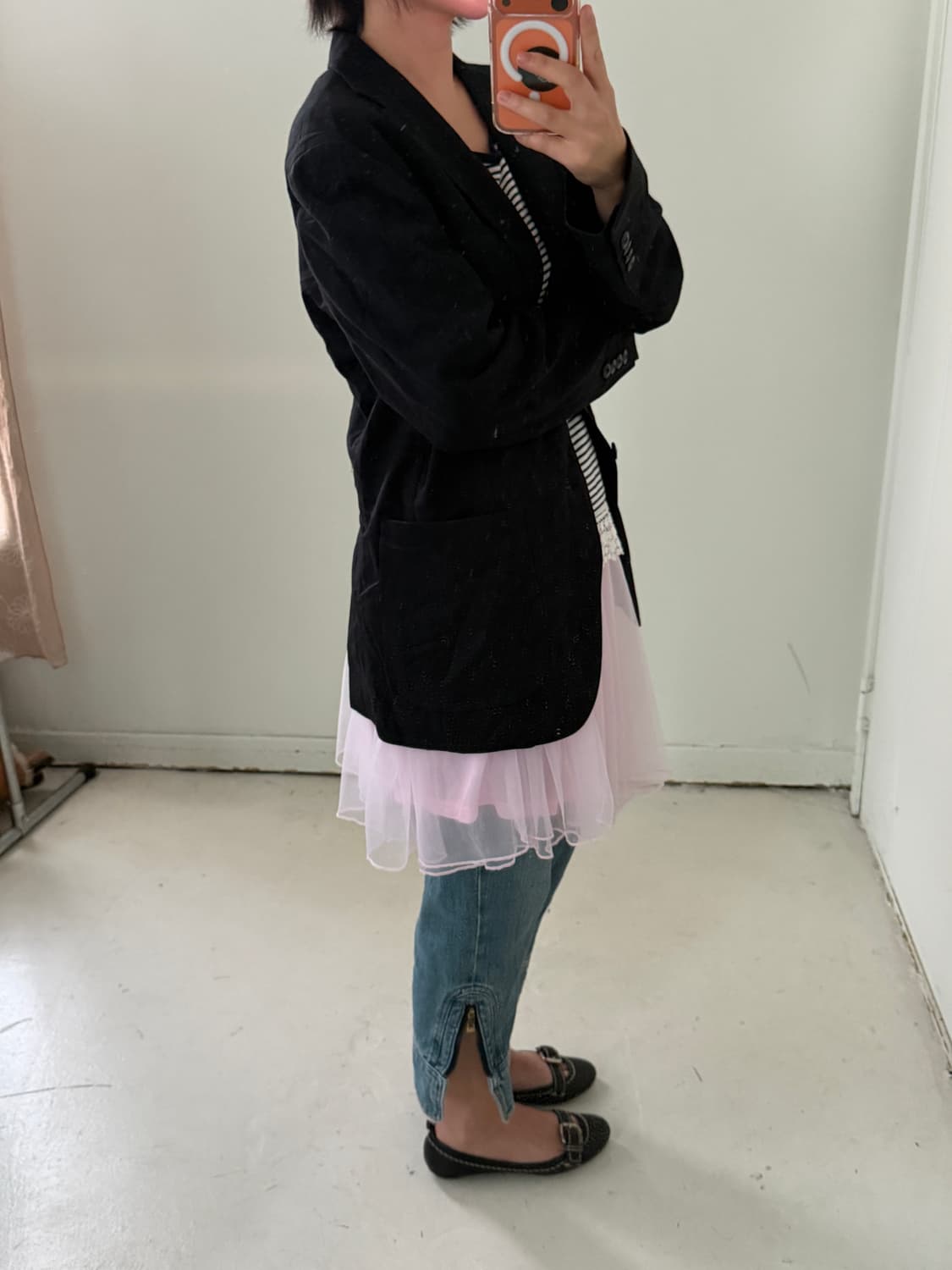 일본빈티지 레이어드 핑크 샤스커트 상품이미지5