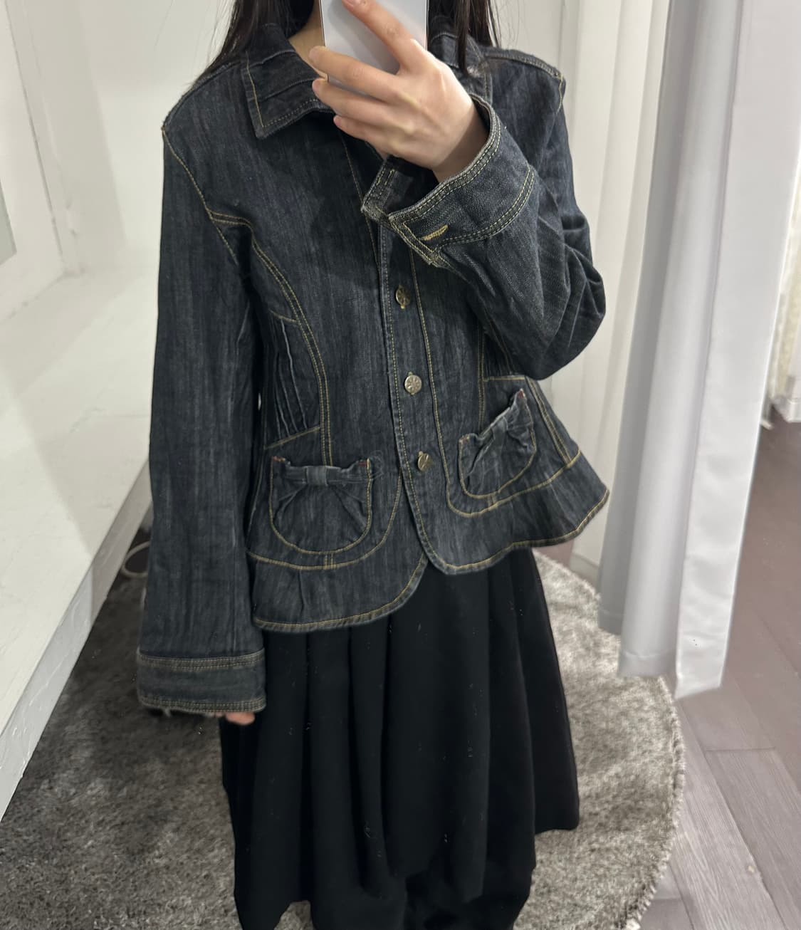 lapine blanche denim ribbon pocket jacke 상품이미지3