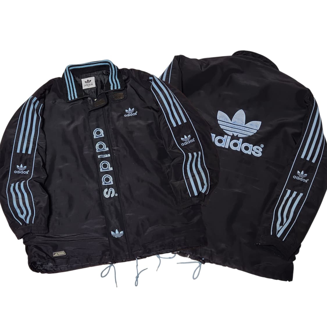 아디다스 스카이블루x블랙 앞 뒤 빅로고 올드스쿨 바람막이 점퍼 자켓 상품이미지1