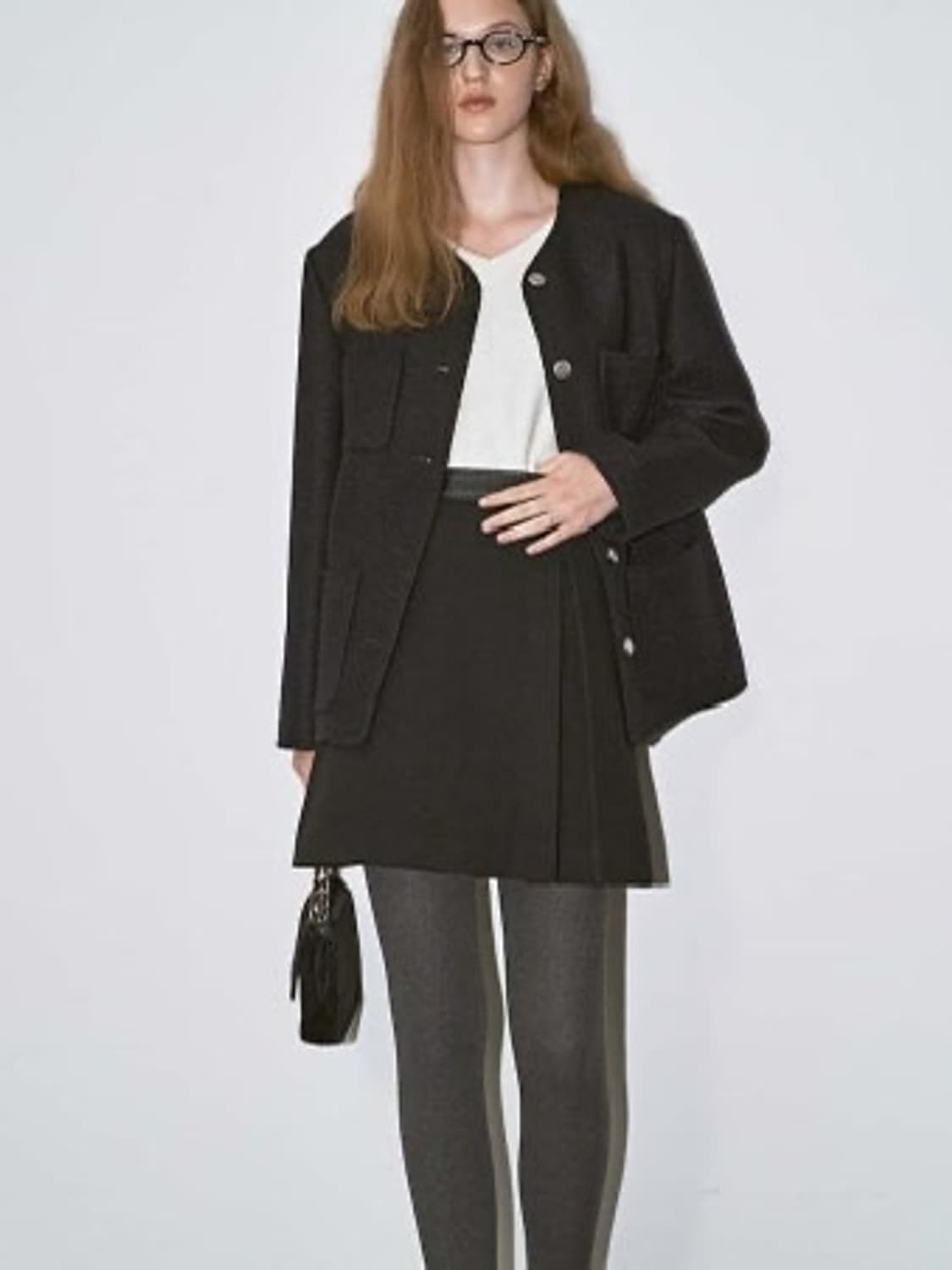 [새상품,품절상품] 던스트 DUNST 레더 포인트 울 스커트 상품이미지1