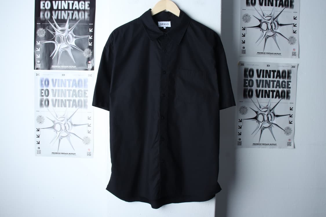 (L-XL) 메르고 반팔 카라 티셔츠 셔츠 남방 무지 블랙-H31425 상품이미지2
