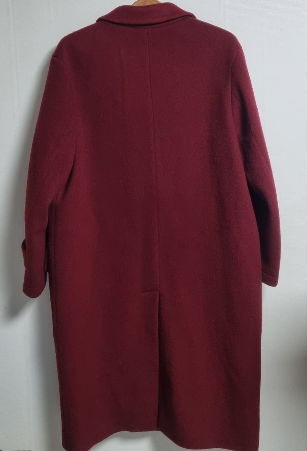 실측 오버핏 L (77) 스튜디오톰보이 다크레드 울/캐시미어 코트 상품이미지2