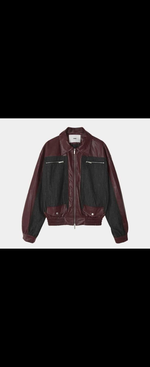 레더 데님 자켓 (버건디 free사이즈) 상품이미지1