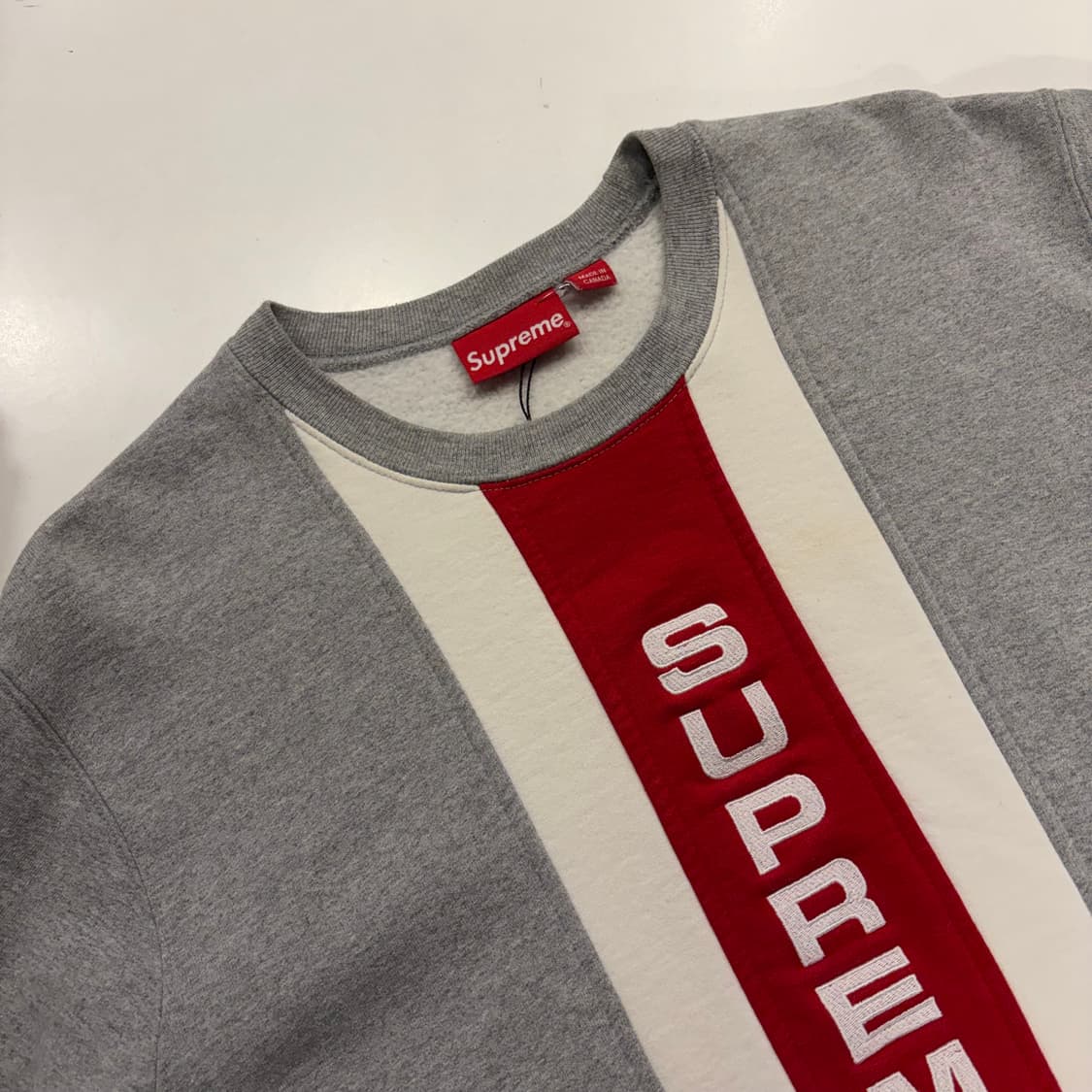 [L] 17ss 슈프림 스트라이프 맨투맨 그레이 B752 상품이미지3