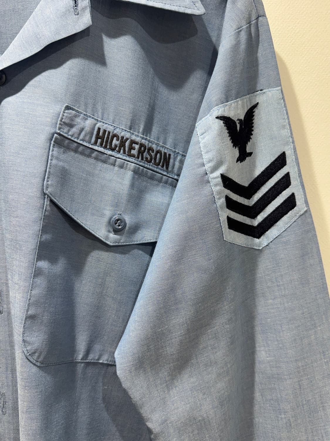 80s 오리지널 USN 미해군 샴브레이 유틸리티 셔츠 상품이미지2
