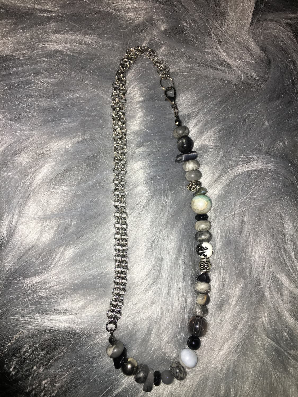 Half stone chain necklace🪨 상품이미지4