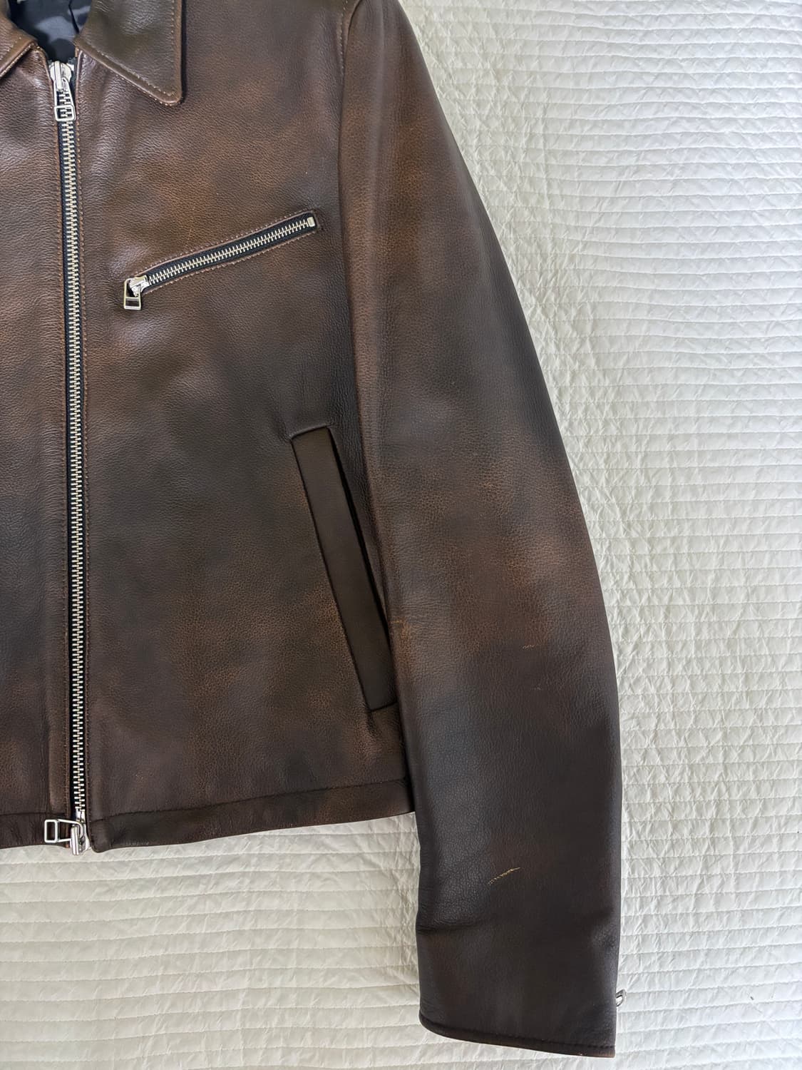 토니웩 레더 빈티지 트리트먼트 크롭 자켓 다크 브라운 L 상품이미지6