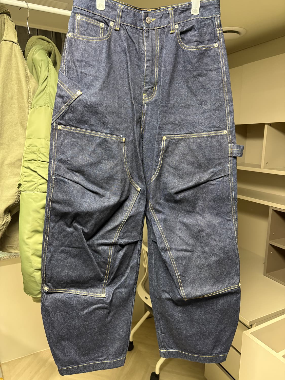 [1] 9999아카이브 더블니 데님 팬츠 인디고 블루 상품이미지2